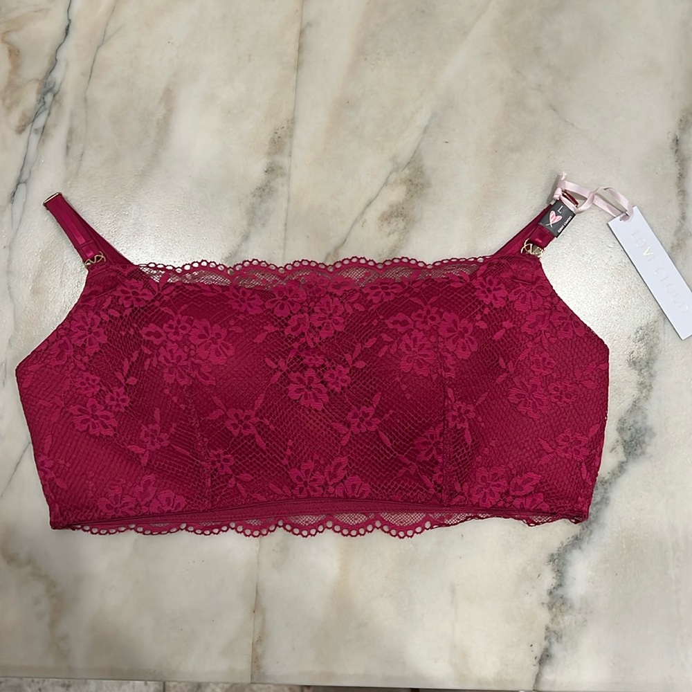 Victoria’s Secret Love Cloud wireless lacy bralette red, garnet, maroon L NWT